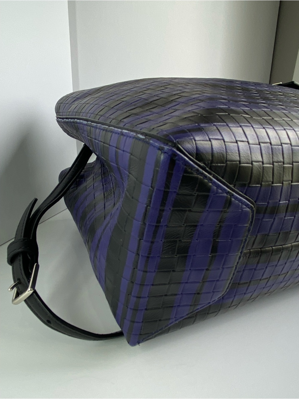Coach Bleecker Woven Purple and Black Leather Satchel - Picture 12 of 13